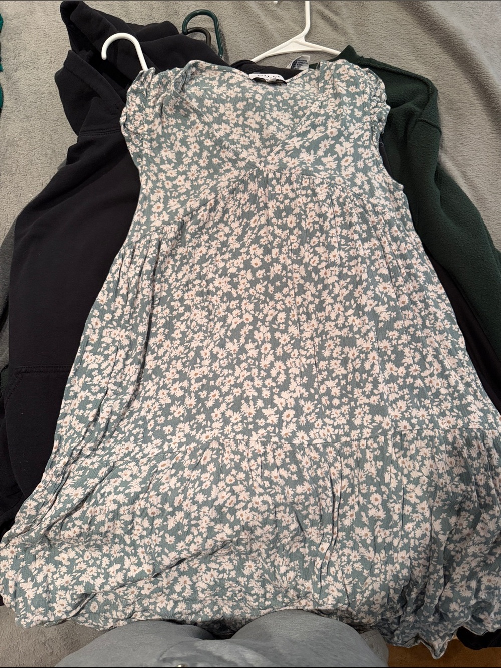Gilli Sage Green Mini Dress with White Floral Print